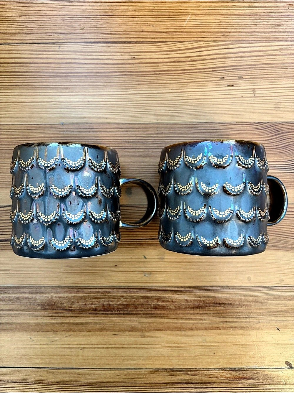 Starbucks Anniversary Collection Mermaid Scales Iridescent Ceramic Mug Set of 2